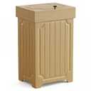 Povrgive Wood Trash Can Cabinet, 13 Gallon Hidden Kitchen Garbage Can with Lid, Farmhouse Dog Proof Trash Can, Metal Ring Included, 16" L x 13" W x 26.5" H, Wood