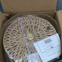 Rattan Ceiling Light, 3 Light Boho Light Fixture, Round Woven Flush Mount Ceiling Light for Entryway, Hallway, Bedroom, Kitchen (Gold)