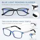 EASY READ 2 Pairs Sporty Style Reading Glasses for MenRectangular TR90 Blue Light Blocking Readers with Spring Hinge (Black/Blue)