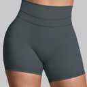 Sogetdo Biker Shorts Women High Waisted V Back Buttery Soft Spandex Athletic Workout Yoga Pilates Running Gym Shorts (Gray, S)