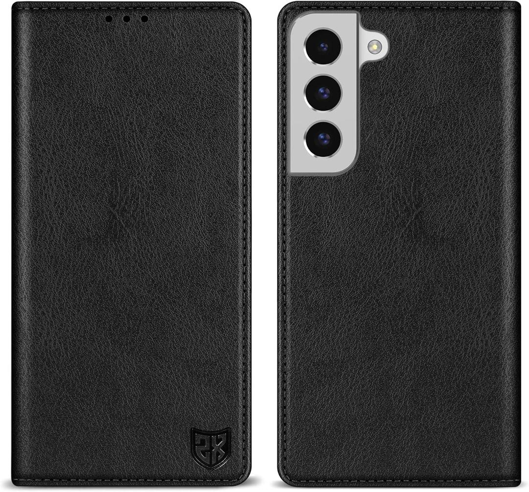 ZZXX for Samsung Galaxy S22 Plus Wallet Case with [RFID Blocking] Card Slot Stand Strong Magnetic Leather Flip Fold Protective Phone Case for Samsung Galaxy S22 Plus Case Wallet(Black-6.6 inch)