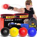 Boxing Reflex Ball for Kids, 4 Levels Boxing Ball with 2 Headbands, 1 Pair Gloves and 1 Goggles, Perfect for Reaction, Punching Speed and Hand Eye Coordination Training (Yellow+Red+Black+Blue)