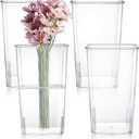Suwimut 4 Pack Plastic Flower Vase Centerpiece for Home, Wedding Party, Clear Tall Square Tapered Vase for Flowers, Non Breakable Acrylic Flower Vases for Home Office Decor, 5.5 x 9 Inch (Not Glass)