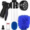 Garden Hose Nozzle, High Pressure Hose Spray Nozzle 8 Way Spray Pattern One-Touch Sprayer for Watering Plants, Lawn, Patio, Car Wash, CleaningShowering Pet