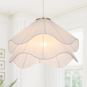 15.7" Pendant Lights Kitchen Island, 1-Light Flower Chandelier Modern Petal Fabric Ceiling Hanging Lighting Fixture Decor for Dining Room, Bedroom, Living Room, Entryway, Foyer, Nursery, 15.7" W x 10.2" H