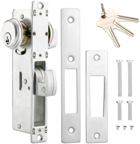 MaxxGeek Storefront Mortice Hook Door Lock, Commercial Door Locks Mortise Cylinder, Storefront Door Mortise Lock Hook Deadbolt(1-1/8" Backset)