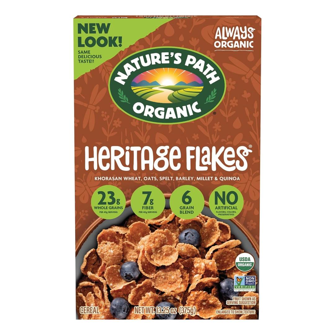 Nature's Path Organic Heritage Flakes Cereal, 13.25 oz (Pack of 1), Ancient Grains, 23g Whole Grains, Non-GMO