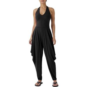 FOWSMON Womens Casual Jumpsuit Sleeveless Halter Romper Summer Fashion Harem Outfit Black Medium