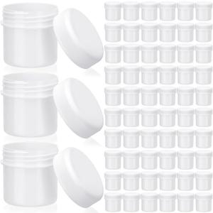 Meanplan 100 Pcs 1 oz Plastic Container Jars with Lids Round Leak Proof Refillable Small Cosmetic Jars for Lotion, Cream, Makeup, Eye Shadow, Rhinestone, Samples, Pot, Travel Storage(White)