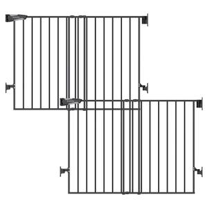 Babelio Baby Gate for Stairs, Kitchen & Doorways, No Bottom Bar| Easy Installation| One-Handed Operation| Auto-Close| Hardware Mount (Drill Needed) Safety Dog Gate (Black - 2 Pcs, 26-43" W, 28" H)