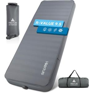 Hikenture 4 INCH Thick Self Inflating Sleeping Pad with 9.5 R Value, Comfort Plus Camping Mattress with Pump Sack, Inflatable Foam Insulated Camping Pad, Portable Camping Mat for 4-Season (Single (80"28"))