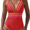 popvil One Piece Swimsuits for Women 2026 Tummy Control Neon Bathing Suit with Adjustable Strap, Large