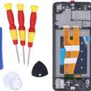 LCD Touch Screen Digitizer Assembly Replacement with Frame and Tools for A05 2023 AO55F Phone Black