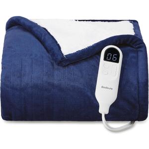 Bedsure Heated Blanket Throw Blanket - Fast Heating Electric Blanket, Soft Flannel Heated Throw with 4 Time Settings, 6 Heating Settings, Warm Gifts for Grandma, Women, Men (50"x60", Navy)