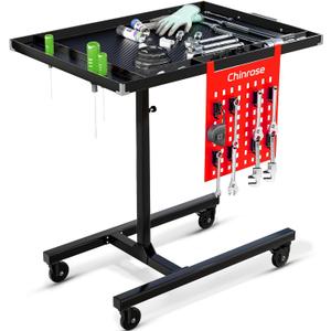 Adjustable Work Table, Mobile Work Table, Shop Table, Tool Tables, Rolling Work Tables, Portable Work Benches with Wheels for Garage, Mechanics, Warehouse, Workshop, DIY