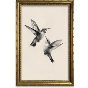 DR.RiftArt Hummingbird Wall Art Two Flying Birds Decor Painting, 24"L x 16"W