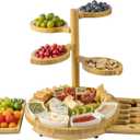 Charcuterie Board Set, Large Multi-Layer Bamboo Cheese Board,Removable Charcuterie Boards Tree with Rich Accessories,Ideal for House Warming Gifts New Home,Bridal Shower&Wedding Gifts