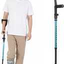 Ergonomic Forearm Crutches Spring Assist Crutches for Adults,Comfortable and Height Adjustable Arm Crutches Forearm with Anti-Slip Base,Walking Crutches with Cuffs, Not a Pair (Blue)