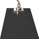 XXL Silicone Cat Litter Mat, 40"x30"(100cmx75cm) Extra Litter Box Mat for Floors, Non-Slip Litter Trapping Mat to Prevent Tracking, Easy to Clean Kitty Litter Catcher Mat, Durable, Black