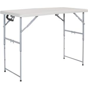 Office Star Resin Multipurpose Rectangle Table, 4-Feet Long, Height Adjustable, Center Folding Table, Light Gray