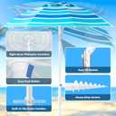 8FT. Large Beach Umbrella with Heavy Duty Sand Anchor & Tilt Sun Shelter, UPF50+ UV Protection, Wind Resistance, Waterproof Canopy, Portable for Beach Outdoor Patio Yard Garden Pool