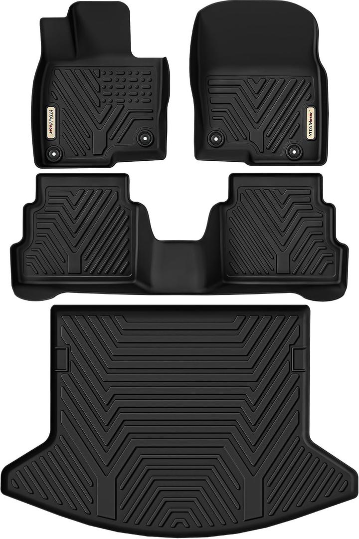 YITAMOTOR Floor Mats & Cargo Liner Fit for Mazda CX-5 2017-2021, TPE All Weather Custom Fit Floor Liners for Mazda CX5, 1st & 2nd Row and Trunk Liner Car Mats Set Accessories, Black