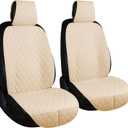 ENOGE Linen Car Seat Covers Front Seat Covers Breathable Cloth Fabric Car Seat Protector Universal Fit Most Automotive, Van, SUV, Trucks (Beige, 2 Front)