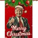 WENWELL Santa Merry Christmas Garden Flag,Burlap Yard Flags,Make Christmas Great Again House Banner for Outdoor,Double-Sided 28 x 40 Inch