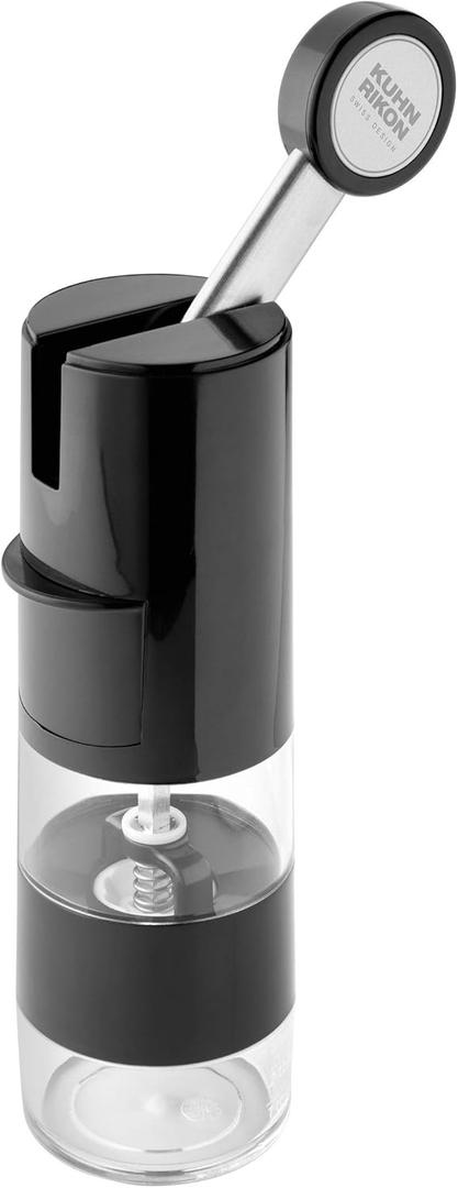 Kuhn Rikon Essential Adjustable Ratchet Grinder with Ceramic Mechanism for Salt, Pepper and Spices, 8 x 2.5 inches, Black