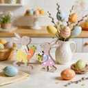 2 x WellSign 2Pcs Easter Bunny Table Wooden Sign Decorations for Home, Farmhouse Rustic Wood Rabbit Tiered Tray Decor for Tabletop Shelf Mantel Happy Spring Party Outdoor Indoor, Easter Gifts for Kids