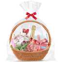 Clear Basket Bags 25Pack 20"x22" Large Clear Cellophane Bags Cello Bags for Gift Wrapping Packaging Plastic Gift Bags for Bridal/Baby Showers, Christmas, Halloween, Thanksgiving, Easter, Valentine's Day, Mother's Day