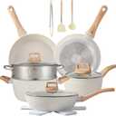 16PCS Pots and Pans Set Non Stick Cookware Set Nonstick with Cooking Set (White)