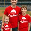 Baseball Shirt Fan Cityscape T-Shirt with Urban Skyline Graphic (Red, M)