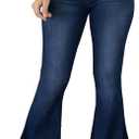 Women's Elastic Classic Denim Bell Bottom Jeans Size L