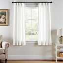 jinchan White Linen Curtains Semi Sheer Curtains 63 inch Length for Closet Door Small Window Living Room Bathroom Neutral Farmhouse Cottage Core Light Filtering Privacy Rod Pocket Back Tab 2 Panels