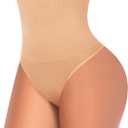 Werena Tummy Control Thong Shapewear for Women High Waist Shaping Underwear Seamless Body Shaper Panties Girdle (Small)