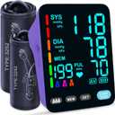 Blood Pressure Monitor, Automatic Upper Arm Blood Pressure Monitors for Home Use, 2 Blood Pressure Machine Cuff(9-17in & 13-21in) with Large LED Backlit Display, 3x199 Reading Memory Purple
