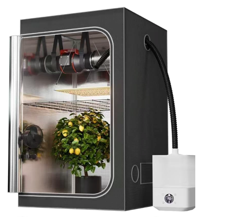 Upgrade 32X32" Integrated Auto Grow Tent Complete Kits System S1000 LED Grow Light Grow Tent Kit 4"Fan Filter And Humidifier (Fan Filter+LED Light+Grow Tents+Irrigation Kit+Clip Fan+Heater+Humidifier)