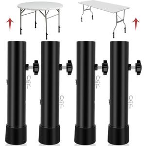 (4-Pack) Folding Table Leg Extenders, Highly Durable Steel Folding Table Leg Risers, Folding Desk Leg Extensions for Straight and Bent Legs, Adjustable Table Height Extenders for Rise 3.6in/5.2in