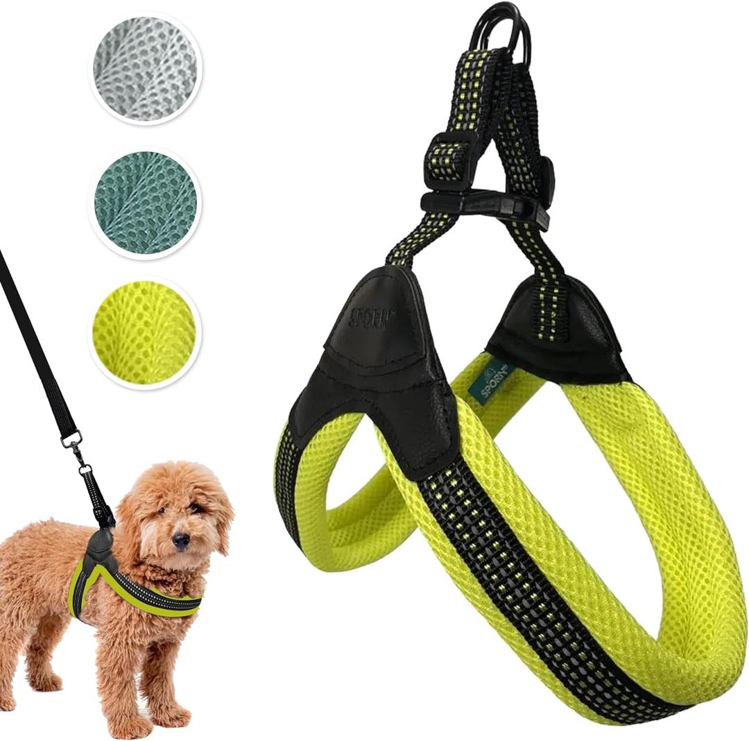 Sporn Easy-Fit Mesh Dog Harness Large Sized Dog, Yellow Soft Fabric Nylon No Choke Dog Harness Large Size Dog, Breathable & Easy Dog Walking Harness, Provides to Large Breeds