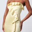 Lulus Bonnie Strapless Satin Ruffle Maxi Dress Glamorous Special Occasion Gown M