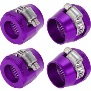 AN10 Hose Finisher Clamp/Rubber Hoses End Finisher for Oil Fuel Tube/Durable Aluminum Alloy/4 Pcs Purple