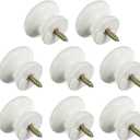 Uonlytech 8pcs Self-Tapping Solid Wood Handle Round Cabinet Knob Dresser Pulls Wood Knob Drawer Knobs Chinese Door Closet Dresser Mini Vanity Desk Handle for Doors Jewelry Box (4X3.3CM, White)