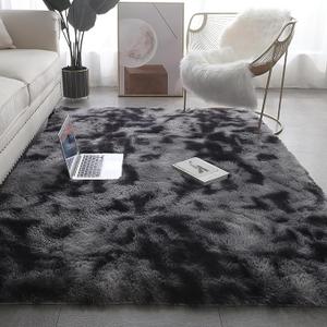 Lifup Area Rug for Living Room, Indoor Shag Fuzzy Carpets, Fluffy Faux Fur Rugs, Non-Slip High Pile Shaggy Carpets, Ultra Soft Plush Rugs for Bedroom Home Decor Tie-Dyed Dark Grey 5x7.5 Feet