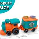 Toy Bioplastic Train Set with Wagon, for Kids Toddler Boys and Girls, BPA Free, Phthalates Free, PVC, Recycled Plastic Birthday Gifts for 2 3 4 Year Boy Girl Orange and Teal