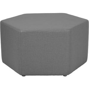 FDP Pro Series Hexagon Accent Ottoman (18" Height) Hand Upholstered Commercial Furniture for Hotel Lobby, Office, Restaurant, Home Collaborative and Configurable Seating- Slate Gray Crosshatch