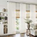 Natural Ivory Pinch Pleat Linen Curtains 102 Inches Long 4 Panels Set, 40"W x 102"L