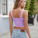Abardsion Women's Sexy Sleeveless Skinny Basic Strappy Crop Tank Tops (Purple, L)