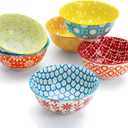 Colorful Ceramic Bowls 10oz, 4.7in small cereal bowl Set of 6 for ice cream, Dessert, Porcelain bowl for Dipping, Sauce, Dishwasher/Microwave safe (4.7 in- Small, Vintage Colorful)