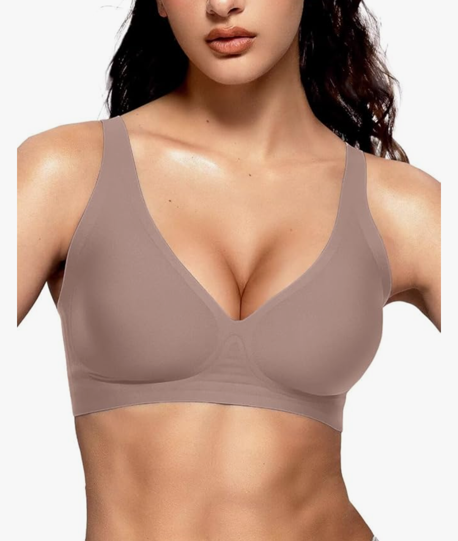 Vertvie Womens Wireless Seamless Bras Deep V No Underwire Push Up Bras Supportive Full Coverage Bralettes Plunge T Shirt Bra XL